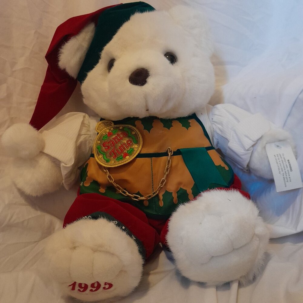 Vintage 1995 Santa Time KMart Christmas Teddy Bear -Some original tags still on